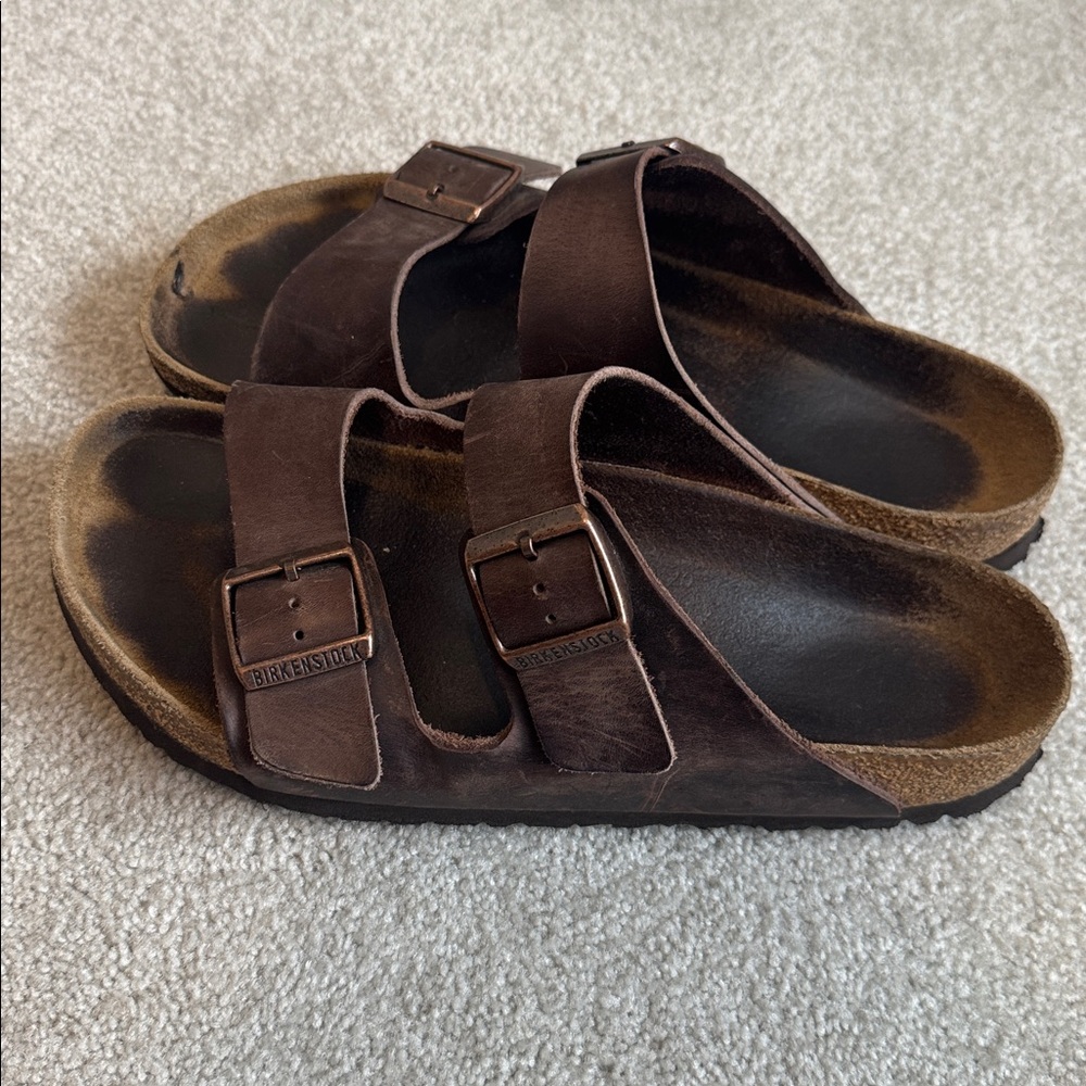 Birkenstock Brown Leather Arizona Sandals Men’s - Picture 4 of 5